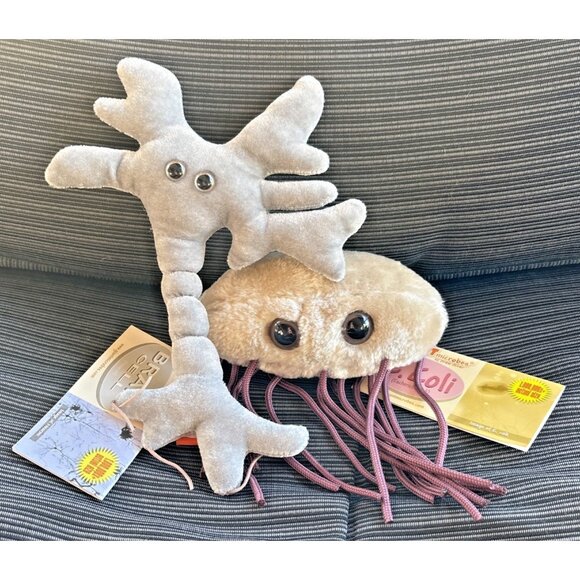 Drew Oliver Giant Microbes Plush E.Coli Brain Cell Stuffed Animal Toys Set of 2 - Picture 1 of 8
